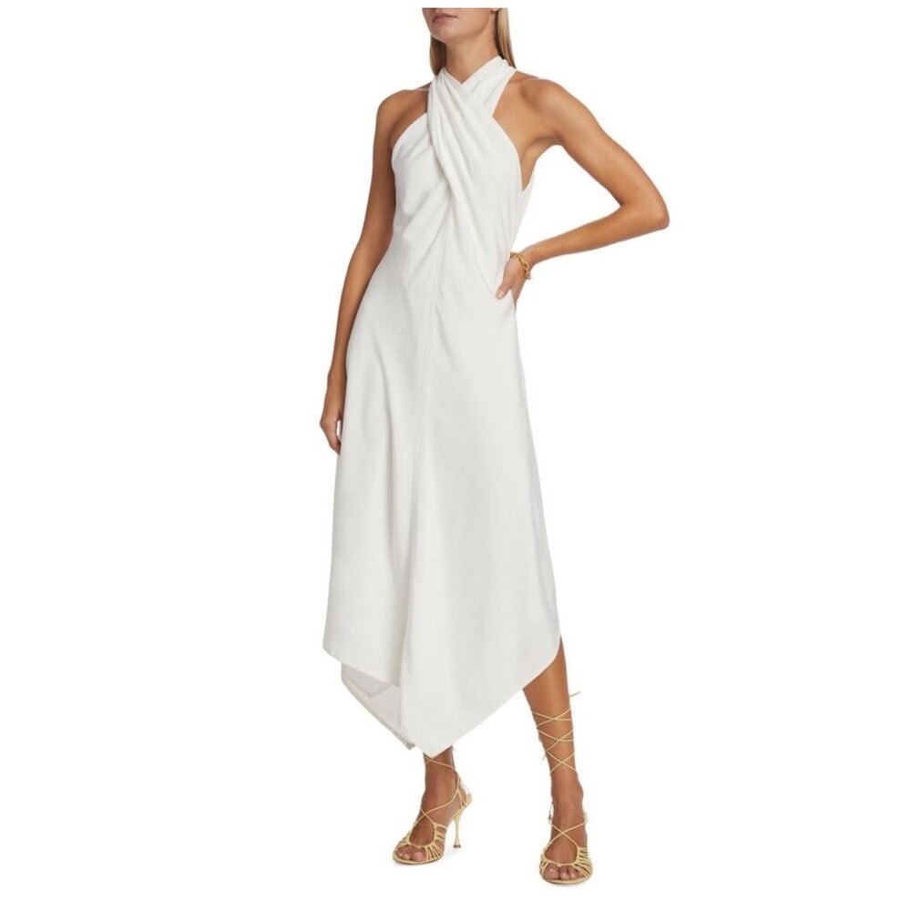 A.L.C. Quinn Dress White Halter Twist Midi Dress